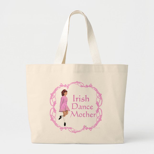Grand Tote Bag Mère de danse step Irlandaise - Rose (Devant)