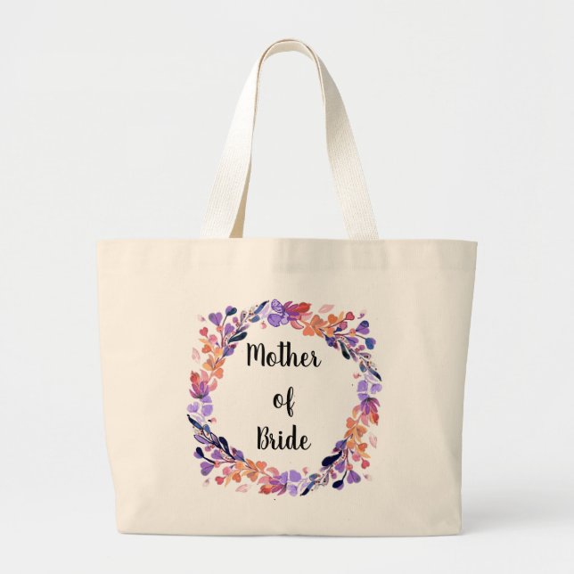 Grand Tote Bag Mère De Mariée Florale Wreath (Devant)