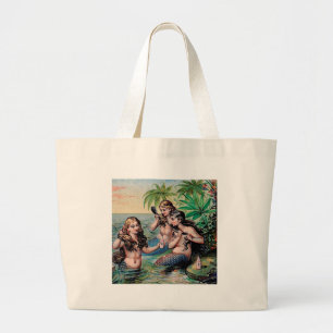 Grand Tote Bag Mermaids Victorian Vintage Illustration Artwork