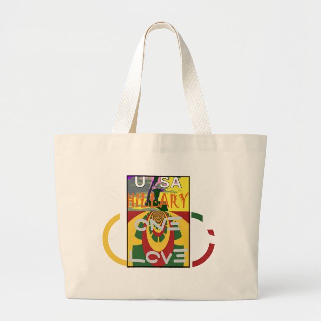 Grand Tote Bag Message d'amour dans les couleurs de Rasta Imprime (Devant)