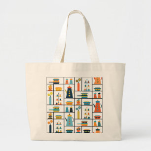 Grand Tote Bag Mi-siècle Moderne Rétro Élégants Tablettes De Cuis