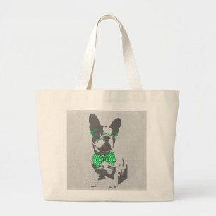 Grand Tote Bag Mignonne animal vintage à la mode Français bulldog