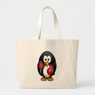 Grand Tote Bag Mignonne Saint Valentin Pingouin Drôle Drôle Carto