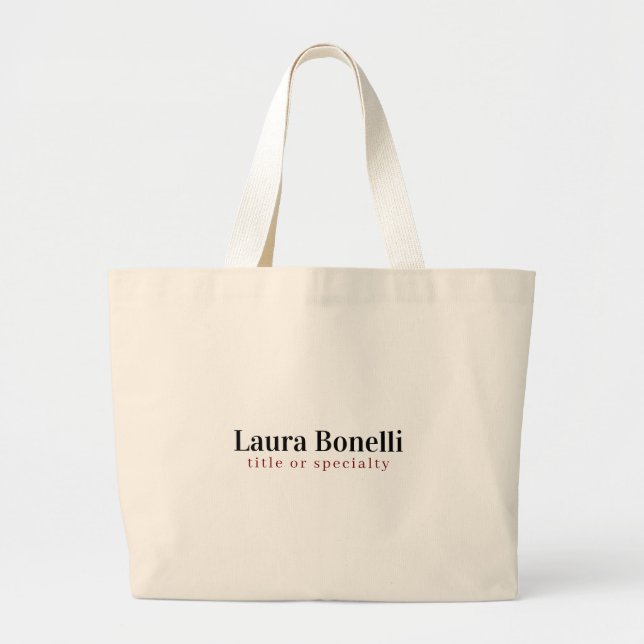Grand Tote Bag Minimalist Professional Modern Plain Name Title (Devant)