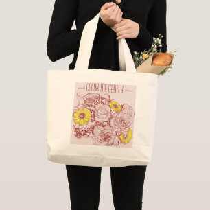 Grand Tote Bag Modèle de bouquet contourné de marguerite jaune et
