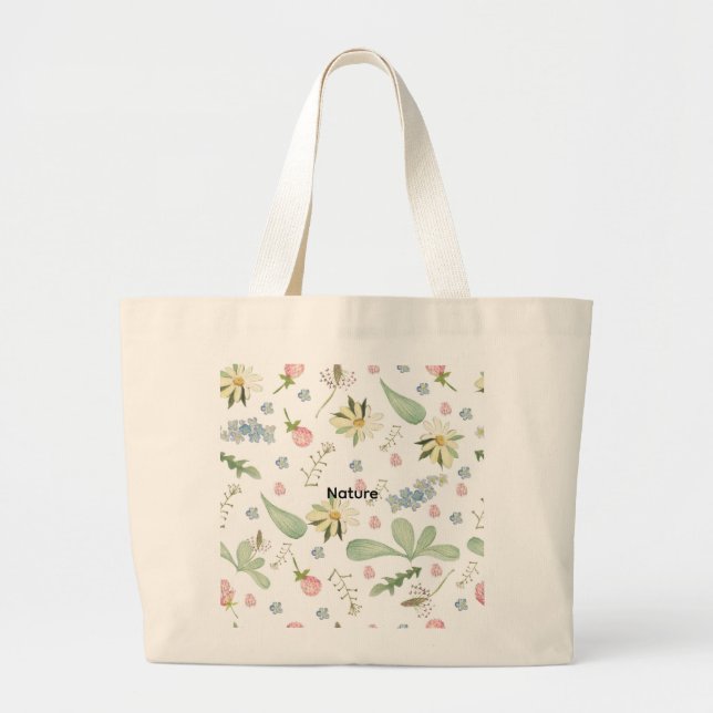 Grand Tote Bag Modèle floral délicat (Devant)