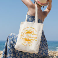 Moderne Orange Sunny Summer Nom de famille Vacance