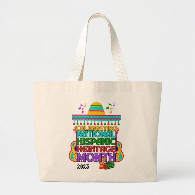Grand Tote Bag MOIS DU PATRIMOINE HISPANIQUE coloré (Devant)