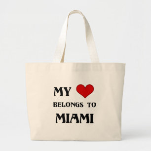 Grand Tote Bag Mon coeur appartient à Miami