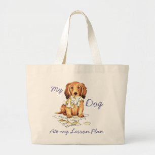 Grand Tote Bag Mon Dachshund, mon poison, m'a donné mon plan de 