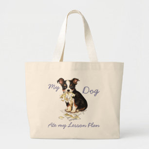 Grand Tote Bag Mon long manteau Chihuahua a mangé mon plan de leç