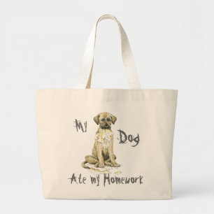 Grand Tote Bag Mon Wolfhound irlandais a mangé mes devoirs