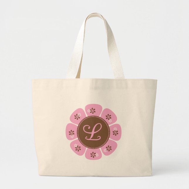 Grand Tote Bag Monogramme Brown et rose L (Devant)