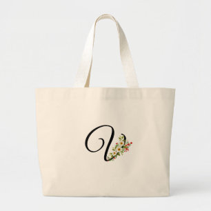 Grand Tote Bag Monogramme classique V fleurs rouges et blanches c
