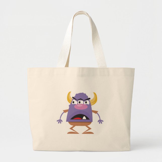 Grand Tote Bag monstre à trois yeux (Devant)
