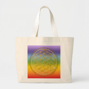 Grand Tote Bag Moola Mantra / Blume Des Lebens / couleur chakren