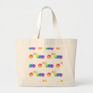 Grand Tote Bag Mortocycle arc-en-ciel