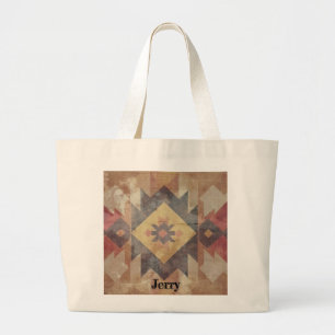Grand Tote Bag Motif amérindien Texture tribale aux tons terreux