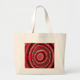 Grand Tote Bag Motif de concepteur circulaire rouge