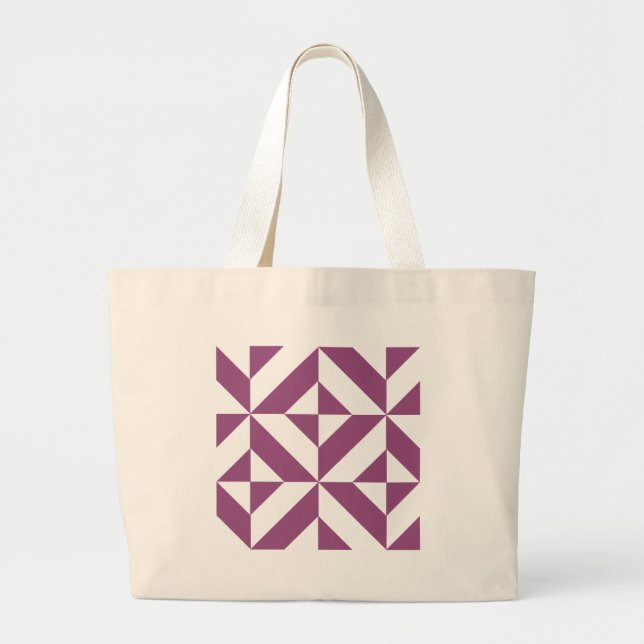 Grand Tote Bag Motif de cube géométrique de raisin chaud (Devant)