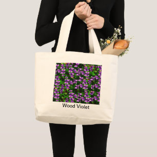 Grand Tote Bag Motif de mosaïque en bois de violet de fleur WI