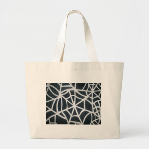 Grand Tote Bag Motif géométrique Gras noir et blanc Spider Web