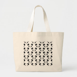 Grand Tote Bag Motif Kawaii Panda En Noir Et Blanc