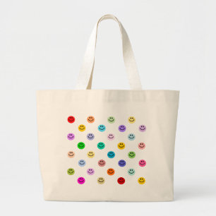 Grand Tote Bag Motif multicolore de visage d'arc-en-ciel