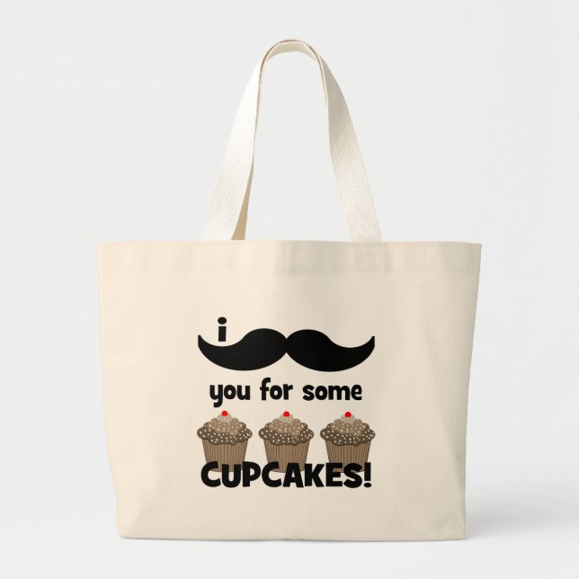 Grand Tote Bag Moustache I vous pour quelques petits gâteaux (Devant)