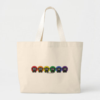 Grand Tote Bag Moutons pelucheux anonymes d'arc-en-ciel de