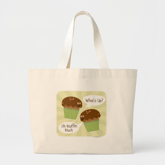 Grand Tote Bag Muffin Beaucoup Petit Déjeuner Amusant Dit (Devant)