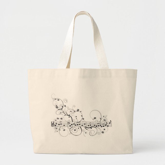 Grand Tote Bag Musique fleurie (Devant)
