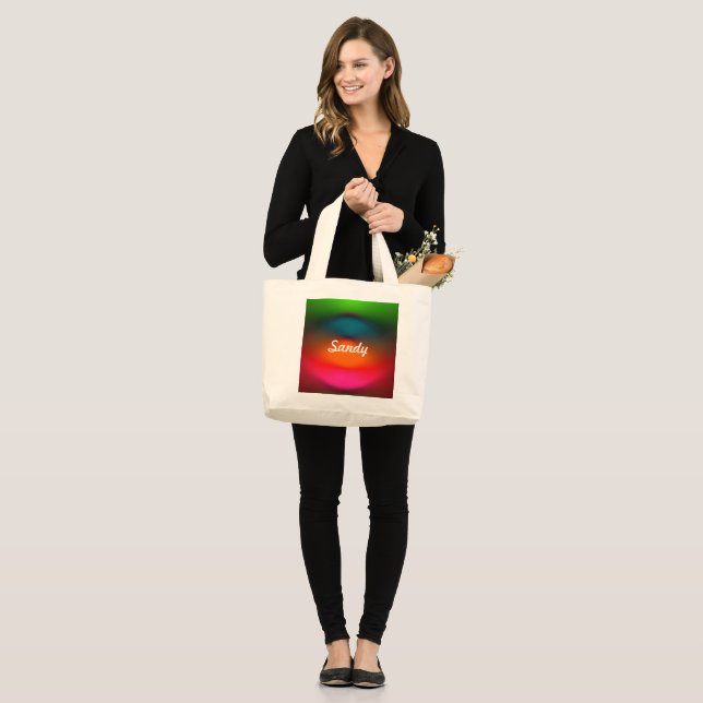 Grand Tote Bag Neon Red, Rose, Orange, Vert Ajouter un nom (Devant (modèle))