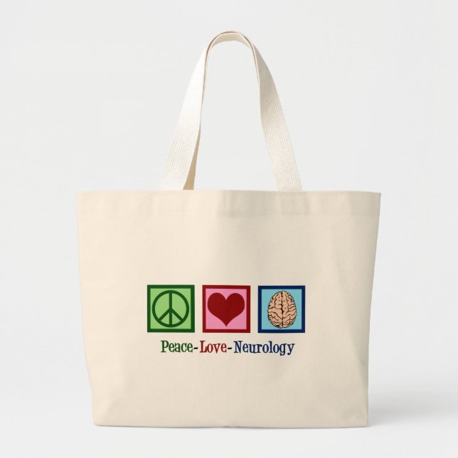 Grand Tote Bag Neurologue Peace Love Neurologie (Devant)
