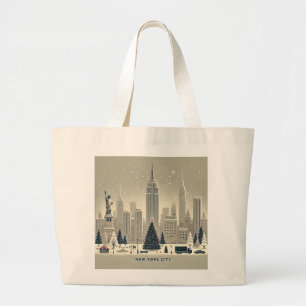 Grand Tote Bag Noël à New York Vacances de la Statue de la Libe