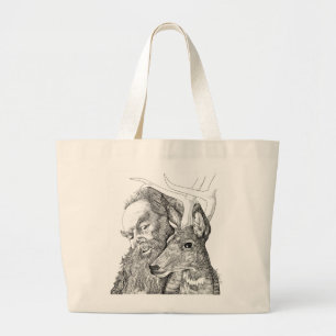 Grand Tote Bag Noël Père Noël et rennes