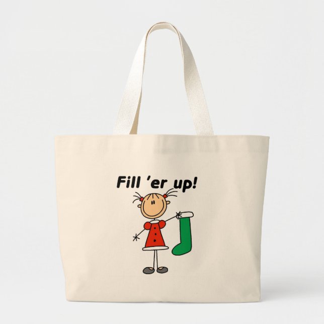Grand Tote Bag Noël Stocker Remplir 'er Up Tshirts et cadeaux (Devant)