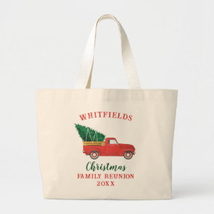Grand Tote Bag Noël Vacances Rouge Camion Famille Réunion Personn
