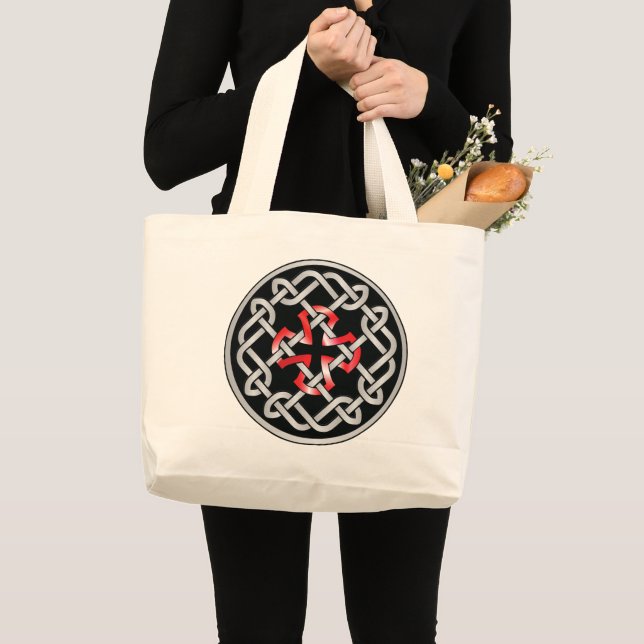 Grand Tote Bag Noeud celtique Rouge Métallurique Jumbo Blanc Four (Devant (produit))