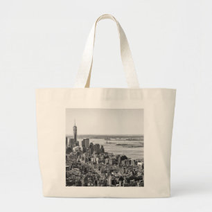 Grand Tote Bag Noir blanc New York City Skyline