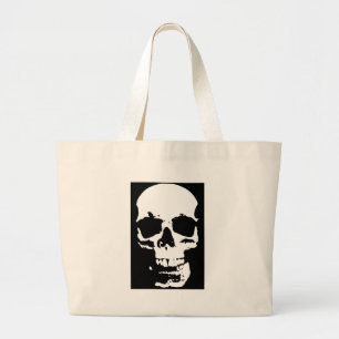 Grand Tote Bag Noir & Blanc Pop Art Crâne Cool élégant
