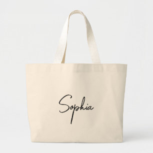 Grand Tote Bag Nom de script minimaliste personnalisé