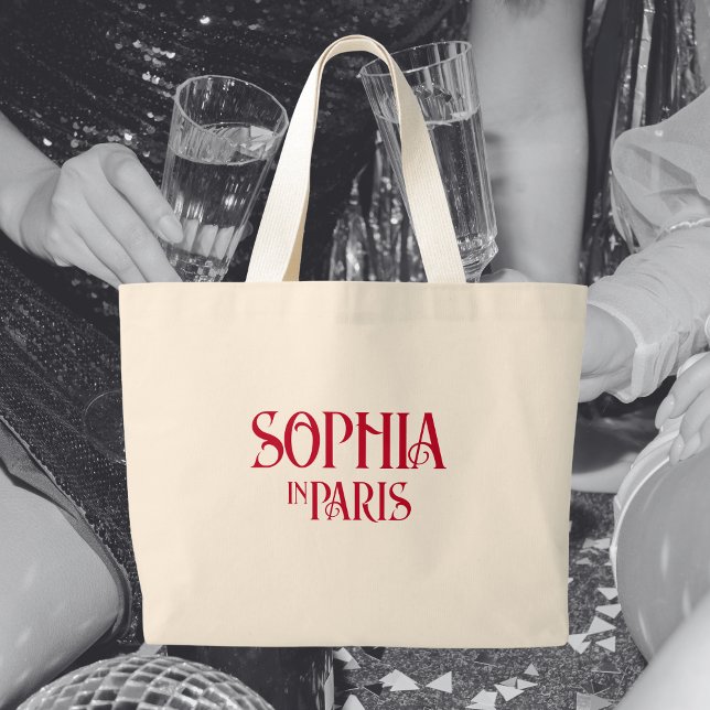 Grand Tote Bag Nom Personnalisé À Paris Thème Bachelorette (Créateur téléchargé)