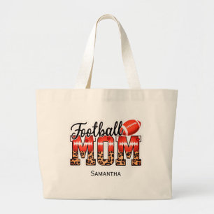 Grand Tote Bag Nom personnalisé Maman de football Fête des mère