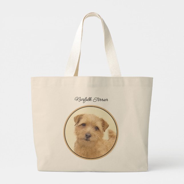 Grand Tote Bag Norfolk Terrier Peinture mignonne Original Animal  (Dos)