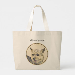 Grand Tote Bag Norwich Terrier Peinture mignonne Artiste Pot Orig