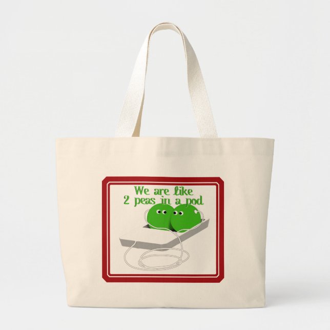 Grand Tote Bag Nous sommes comme deux petits pois dans un pois (Devant)