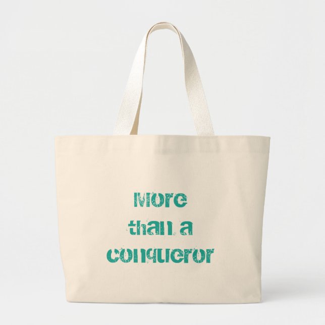 Grand Tote Bag Nous sommes plus que des Conquérants chrétiens (Devant)