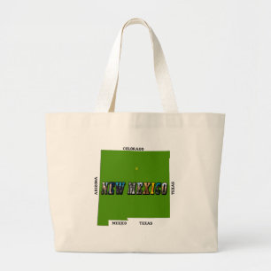 Grand Tote Bag Nouveau Mexique Plan Plan Texte Photo