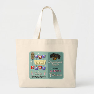 Grand Tote Bag Nuit de roulement de Tiki de teckel